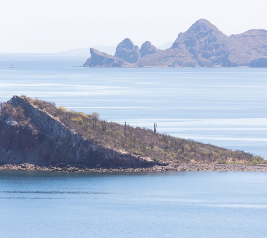 Mexico, Baja California Sur, Loreto Bay.  View from highway 1 to Loreto Bay National Park Islands, UNESCO World Heritage Site